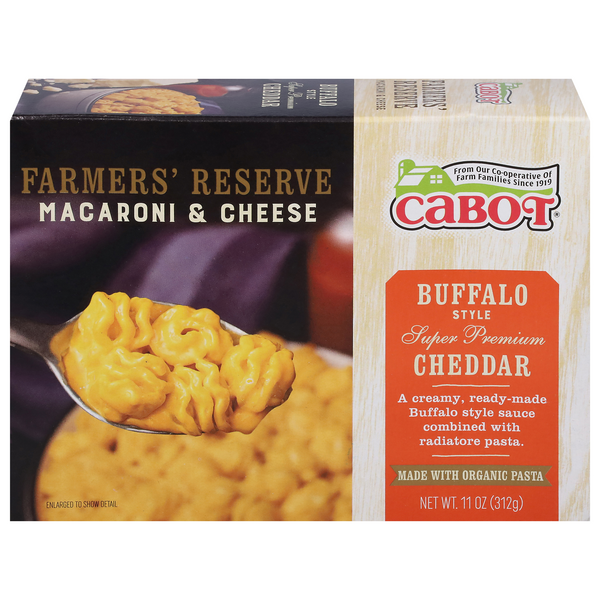 Save on Cabot Farmers' Reserve Macaroni & Cheese Buffalo Style Cheddar