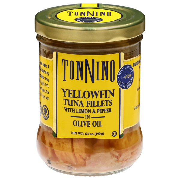 Tonnino Wild Caught Yellowfin Tuna Fillets w/Lemon & Pepper in Olive Oil