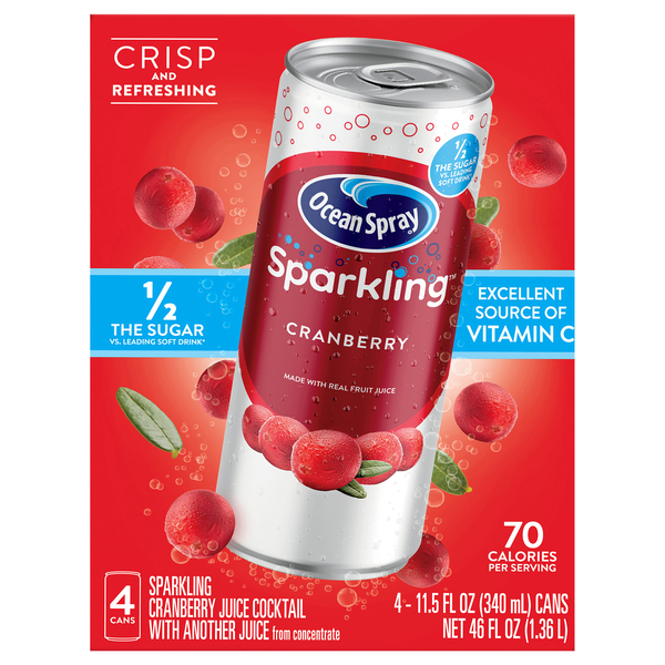 Ocean Spray Sparkling Juice Cranberry - 4 ct