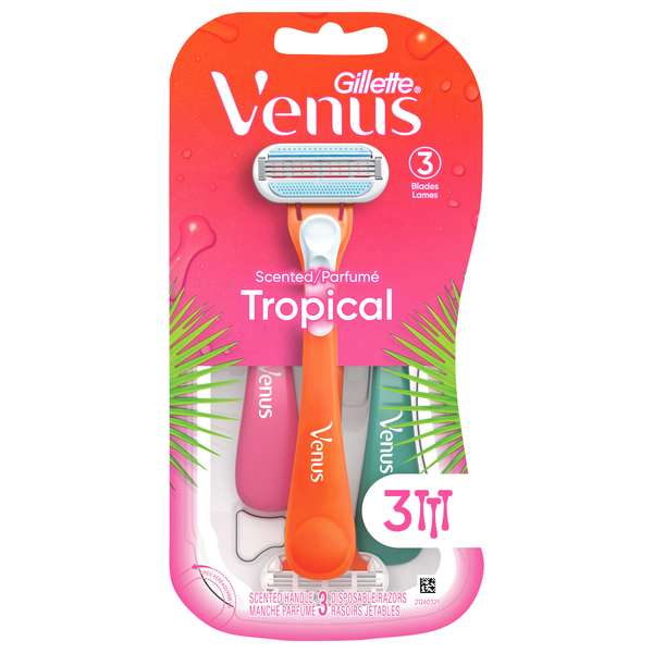 Gillette Venus Tropical Razors with Scented Handle Three Blade Disposable