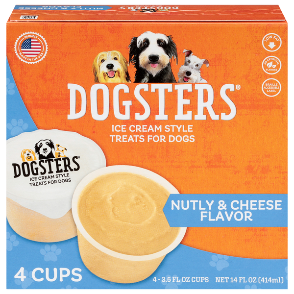 DOGSTERS Nutly & Cheese Flavor Ice Cream Style Treats for Dogs 4 ct Frozen