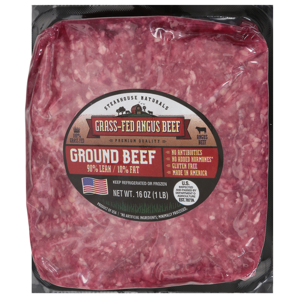 Steakhouse Naturals Grass-fed 90% Lean 10% Fat Angus Ground Beef Fresh