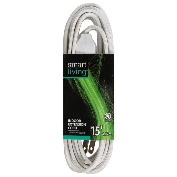 Smart Living Extension Cord Indoor White 15 Feet