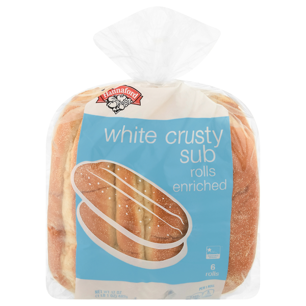 Hannaford White Crusty Sub Rolls - 6 ct