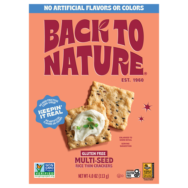 Back to Nature Gluten Free Plant-Based Multi-Seed Rice Thin Crackers