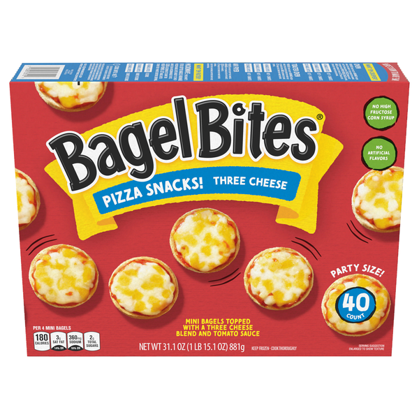 Bagel Bites Three Cheese Mini Pizza Snacks - 40 ct Frozen