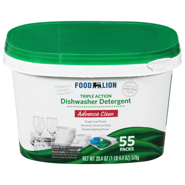 Food Lion Advance Clean Triple Action Dishwasher Detergent Packs - 55 ct