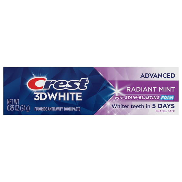Crest 3D White Fluoride Whitening Radiant Mint Toothpaste (Travel Size)