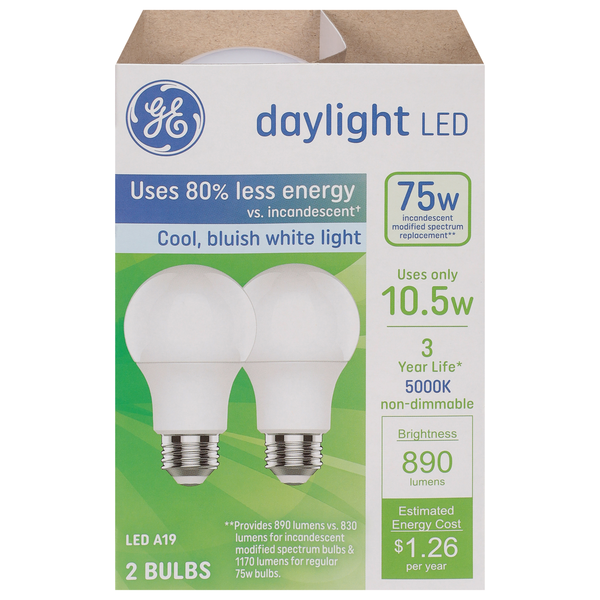 GE Daylight LED Less Energy Lightbulbs 75W