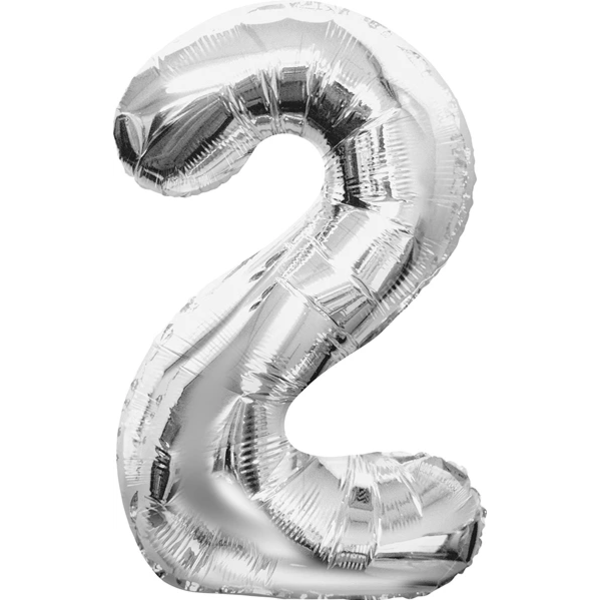 Shape Number 2 Silver Helium-Filled Balloon