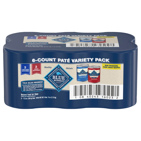 Blue Buffalo Natural Pate Variety Pack Wet Dog Food - 6 ct
