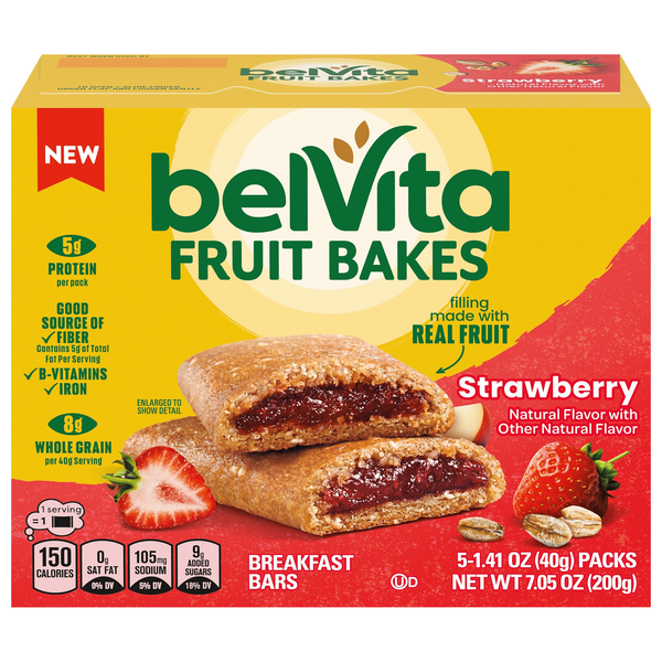 belVita Fruit Bakes Strawberry Soft Baked Breakfast Bars - 5 ct