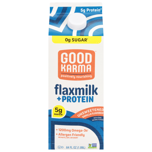 Save on Good Karma Protein Vanilla Flax Milk Unsweetened Vegan Order