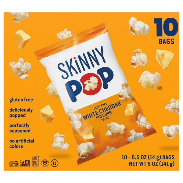 SkinnyPop Dairy-Free White Cheddar Popcorn - 10 ct