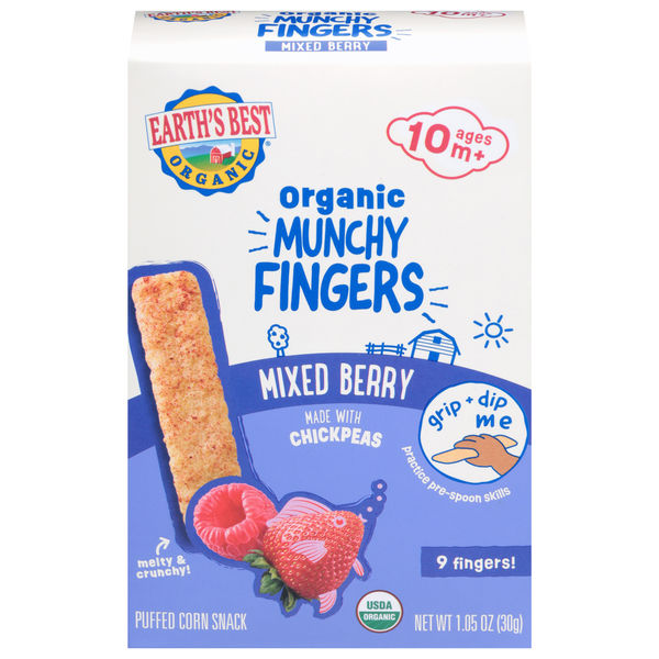 Earth's Best Organic Ages 10m+ Mixed Berry Munchy Fingers - 9 ct
