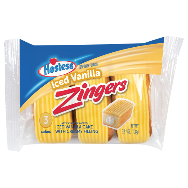 Hostess Zingers Iced Vanilla Snack Cakes - 3 ct