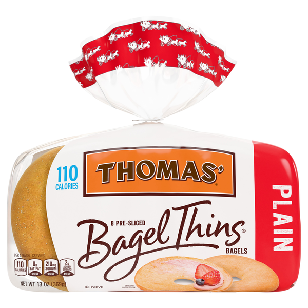 Thomas' 110 Calorie Plain Pre-Sliced Bagel Thins - 8 ct