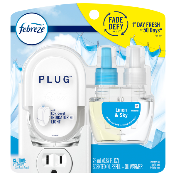 Febreze Plug Linen & Sky Scented Oil Refill & Warmer