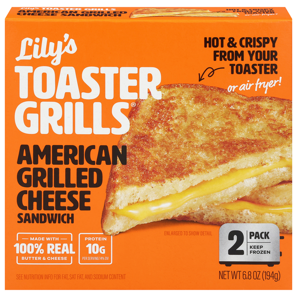 Lily's Toaster Grills Grilled American Cheese Sandwich - 2 ct Frozen