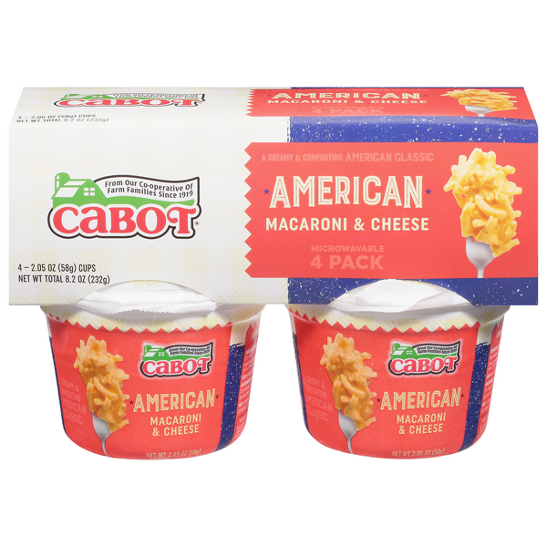 Cabot Macaroni & Cheese American - 4 ct Microwavable