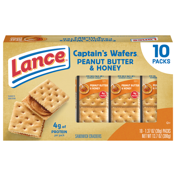 Lance Captain's Wafers Peanut Butter & Honey Sandwich Crackers - 10 ct