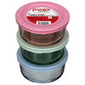 Pyrex Simply Store Round Glass Storage with Lid Set Assorted Colors - 3 ct
