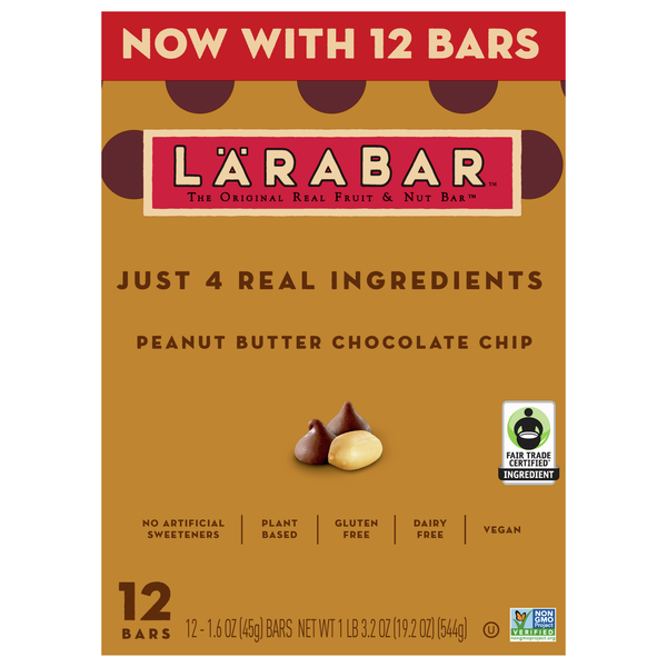 LARABAR Gluten Free Peanut Butter Chocolate Chip Fruit & Nut Bars - 12 ct