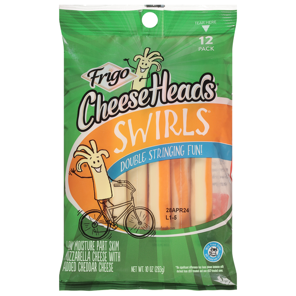 Frigo Cheese Heads Swirls Mozzarella & Cheddar Sticks - 12 ct