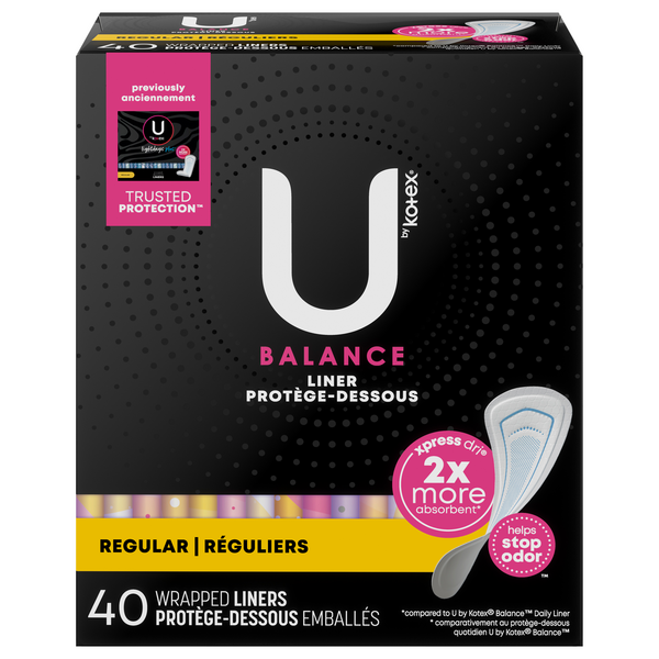 U by Kotex Balance Unscented Regular Wrapped Daily Liners