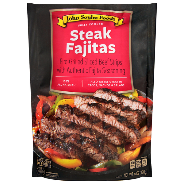 John Soules Foods Natural Fire Grilled Beef Steak Fajitas Strips Frozen