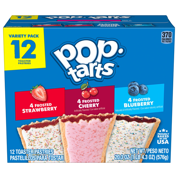 Pop-Tarts Frosted Strawberry Cherry & Blueberry Toaster Pastries - 12 ct