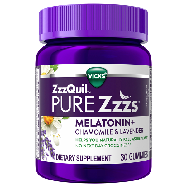 Vicks Pure Zzzs Wildberry Vanilla Melatonin + Chamomile & Lavender Gummies