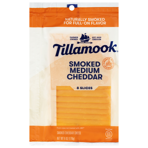 Tillamook Smoked Medium Cheddar Cheese Slices - 8 ct