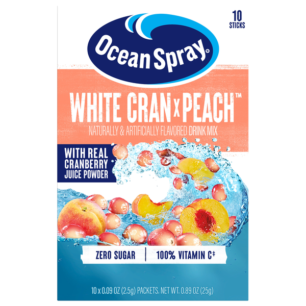 Ocean Spray Zero Sugar White Cran x Peach Drink Mix - 10 ct