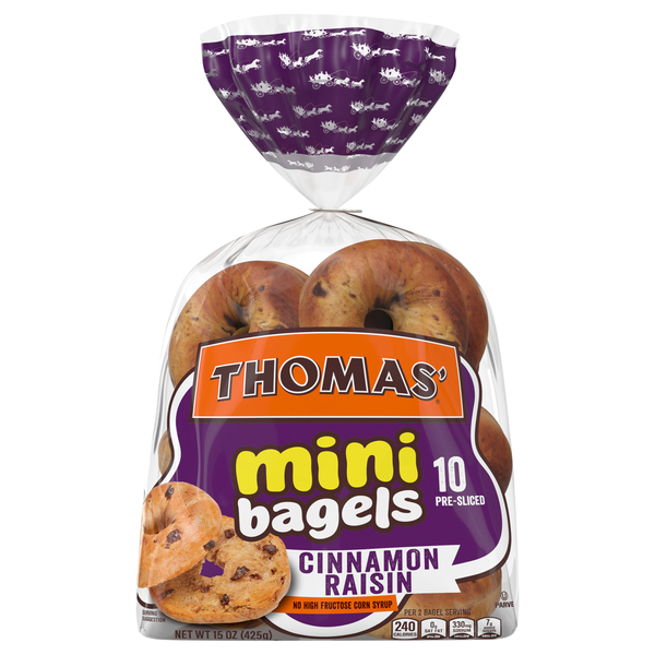 Thomas' Mini Cinnamon Raisin Pre-Sliced Bagels - 10 ct