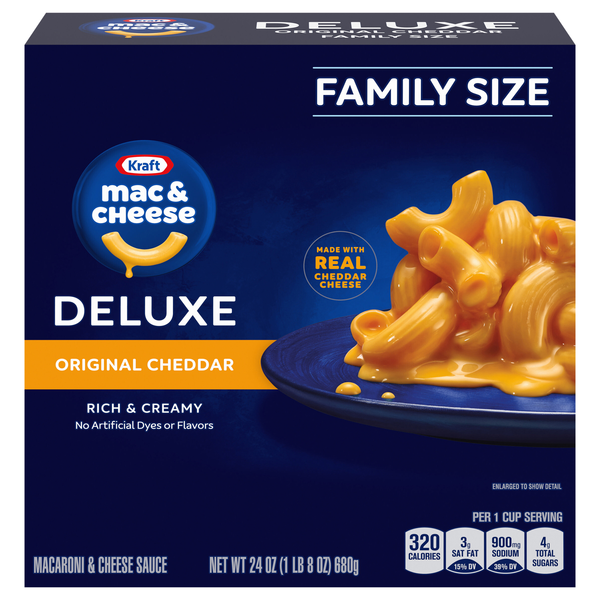 Kraft Deluxe Original Cheddar Mac & Cheese Dinner Family Size