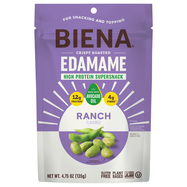 Biena Gluten Free Ranch Flavored Crispy Roasted Edamame Supersnack