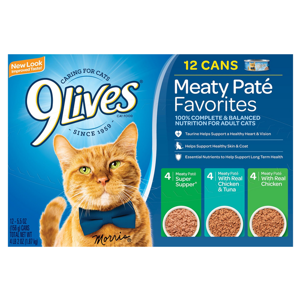 9Lives Meaty Pate Favorites Variety Pack Wet Cat Food - 12 ct