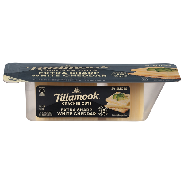 Tillamook Extra Sharp White Cheddar Cheese Cracker Cut Slices - 24 ct