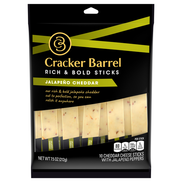 Save on Cracker Barrel Cheese Sticks Jalapeno Cheddar 10 ct Order Online Delivery MARTIN'S