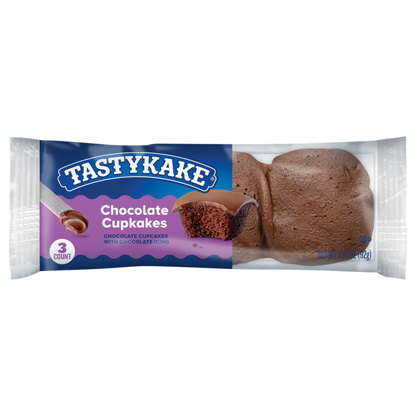 Tastykake Chocolate Cupkakes with Chocolate Icing - 3 ct