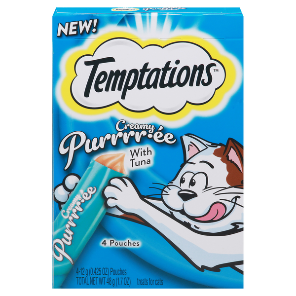 Save on Temptations Cats Treats Creamy Purrrree with Tuna 4 ct Order