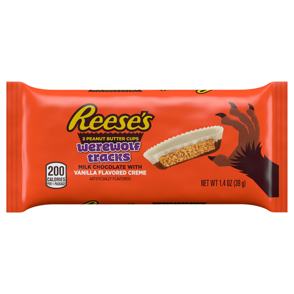 Reese's Werewolf Tracks Choc Vanilla Peanut Butter Cups Halloween Candy