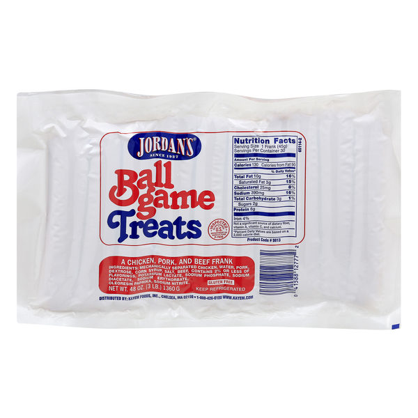 Jordan's Ball Game Treats Chicken Pork & Beef Franks - 30 ct