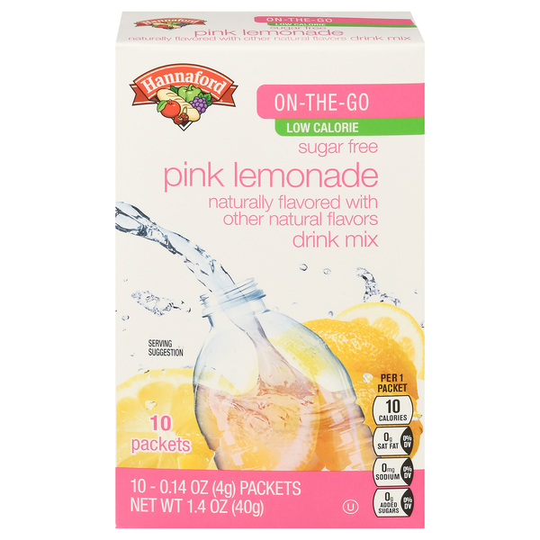 Hannaford On-The-Go Pink Lemonade Drink Mix Packets - 10 ct
