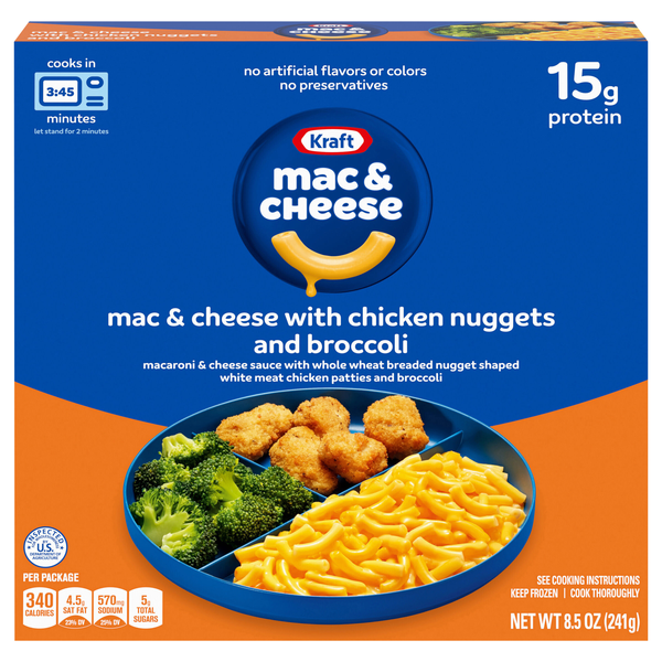 Kraft Mac & Cheese with Breaded Chicken Nuggets & Broccoli Frozen Meal