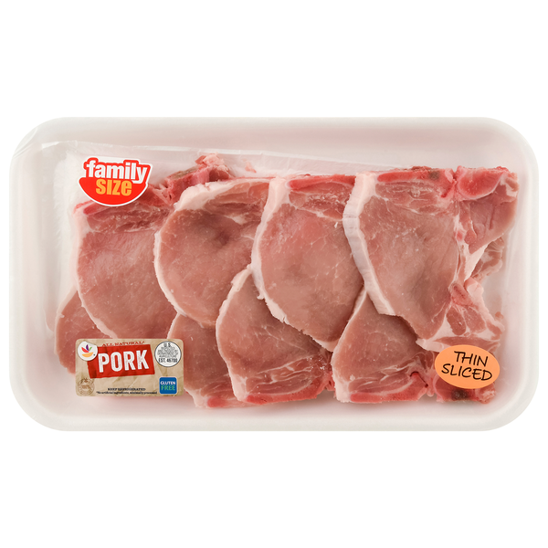 Giant Bone-In Thin Cut Center Cut Pork Loin Chops Family Size 6-8 ct