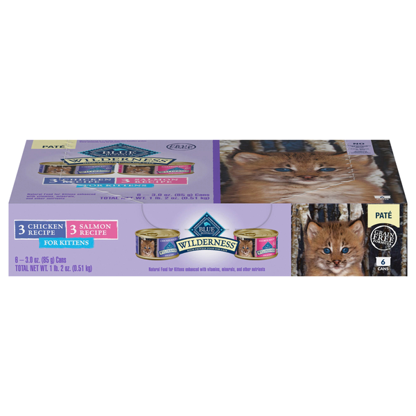 BLUE Wilderness Grain Free Chicken & Salmon Recipe Wet Kitten Food - 6 ct