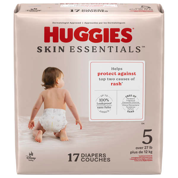 Huggies Skin Essentials Size 5 Baby Diapers 27+ lb
