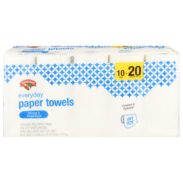 Hannaford Everyday Any Size Double Rolls 2-Ply Paper Towels